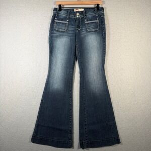 Vintage LEI Ashley Low Rise Super Flare Jeans Women's Size 9 Blue Denim